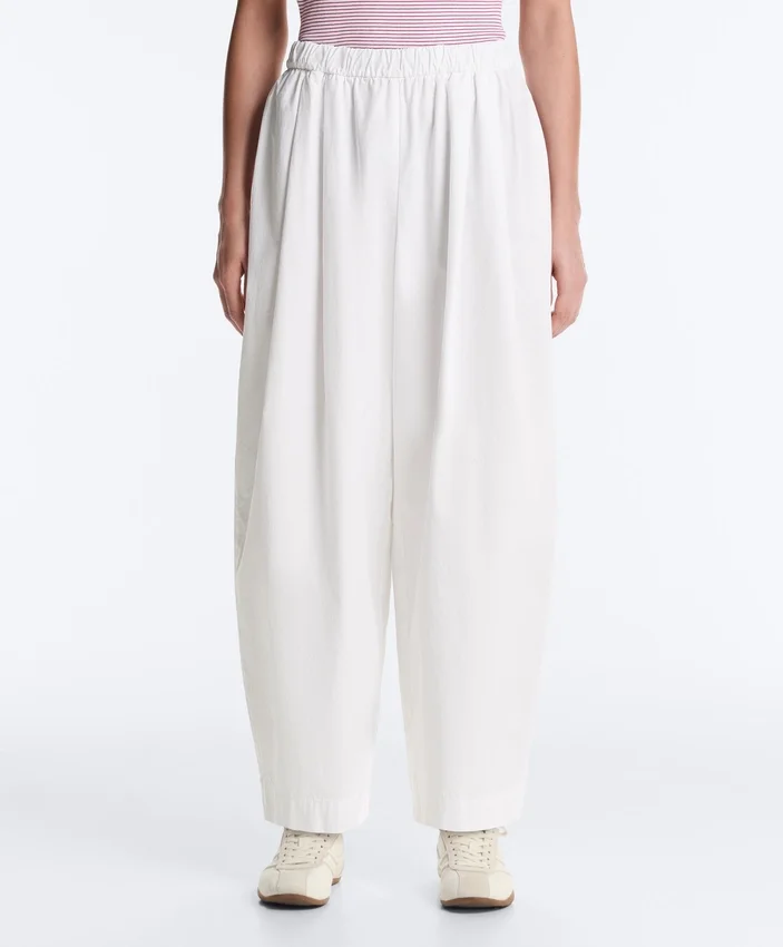 Pleated 100% Cotton Tapered Trousers Pleated 100% Cotton Tapered Trousers