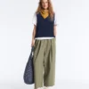 Pleated 100% Cotton Tapered Trousers Pleated 100% Cotton Tapered Trousers