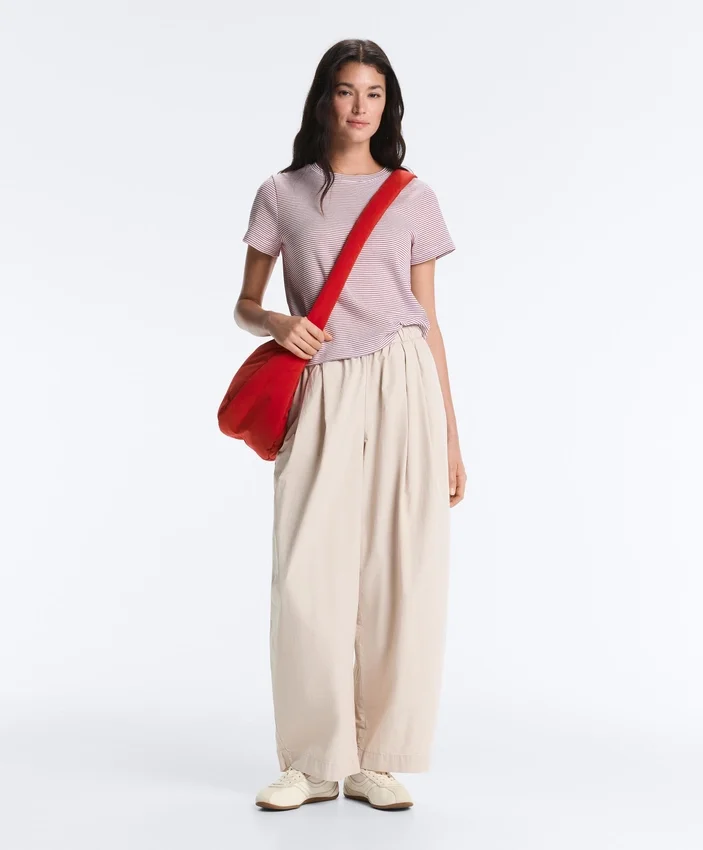Pleated 100% Cotton Tapered Trousers Pleated 100% Cotton Tapered Trousers
