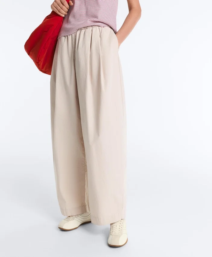 Pleated 100% Cotton Tapered Trousers Pleated 100% Cotton Tapered Trousers