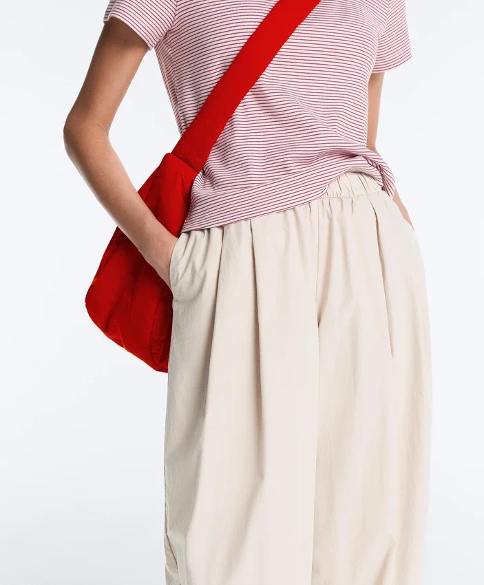 Pleated 100% Cotton Tapered Trousers Pleated 100% Cotton Tapered Trousers