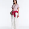 Pleated 100% Cotton Tapered Trousers Pleated 100% Cotton Tapered Trousers