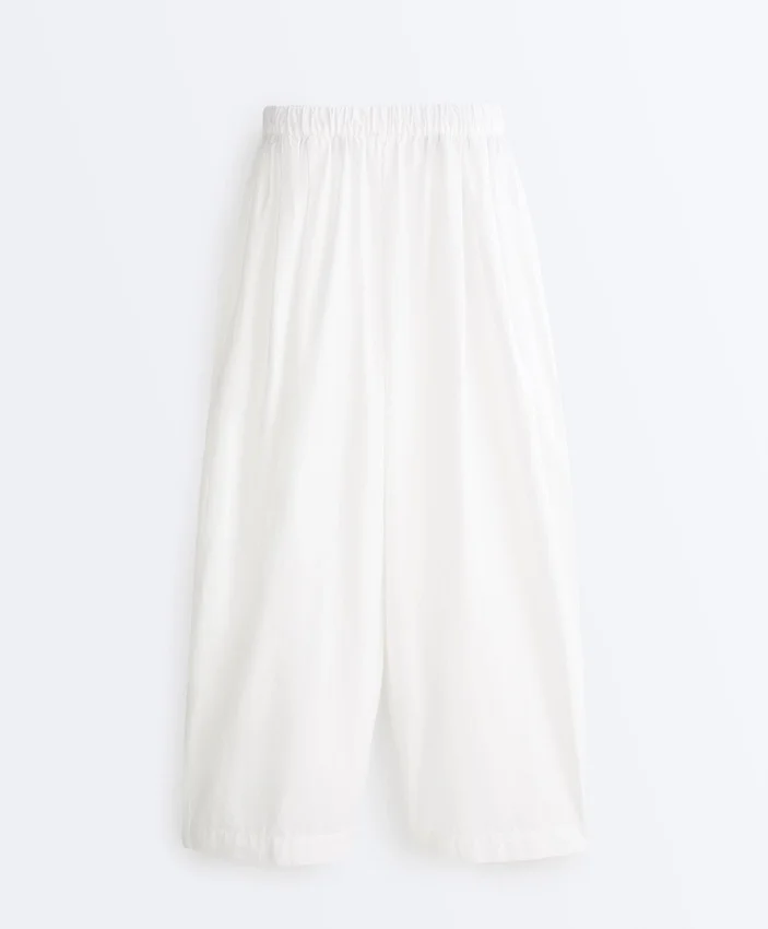 Pleated 100% Cotton Tapered Trousers Pleated 100% Cotton Tapered Trousers