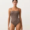 Polka Dot Piqué Bandeau Swimsuit Polka Dot Piqué Bandeau Swimsuit
