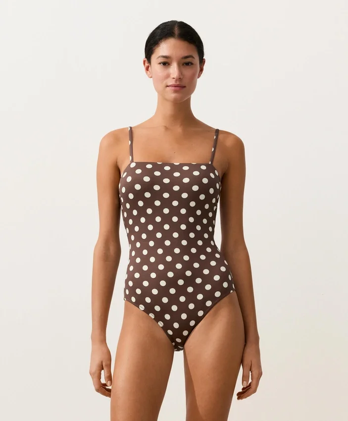 Polka Dot Piqué Bandeau Swimsuit Polka Dot Piqué Bandeau Swimsuit
