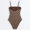 Polka Dot Piqué Bandeau Swimsuit Polka Dot Piqué Bandeau Swimsuit