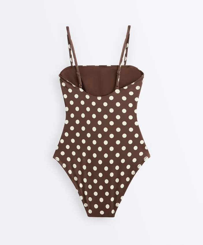 Polka Dot Piqué Bandeau Swimsuit Polka Dot Piqué Bandeau Swimsuit
