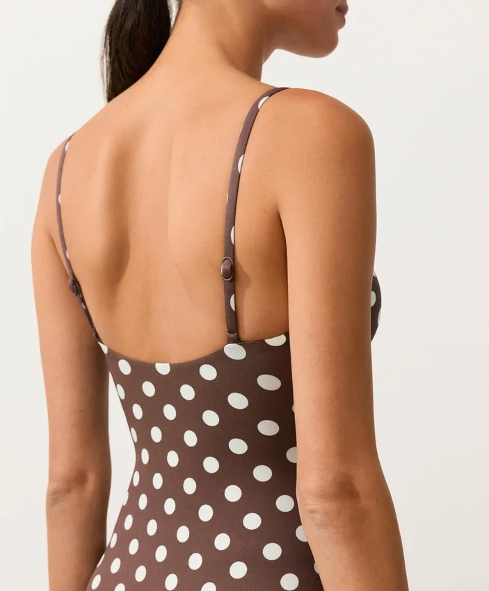Polka Dot Piqué Bandeau Swimsuit Polka Dot Piqué Bandeau Swimsuit