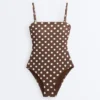 Polka Dot Piqué Bandeau Swimsuit Polka Dot Piqué Bandeau Swimsuit