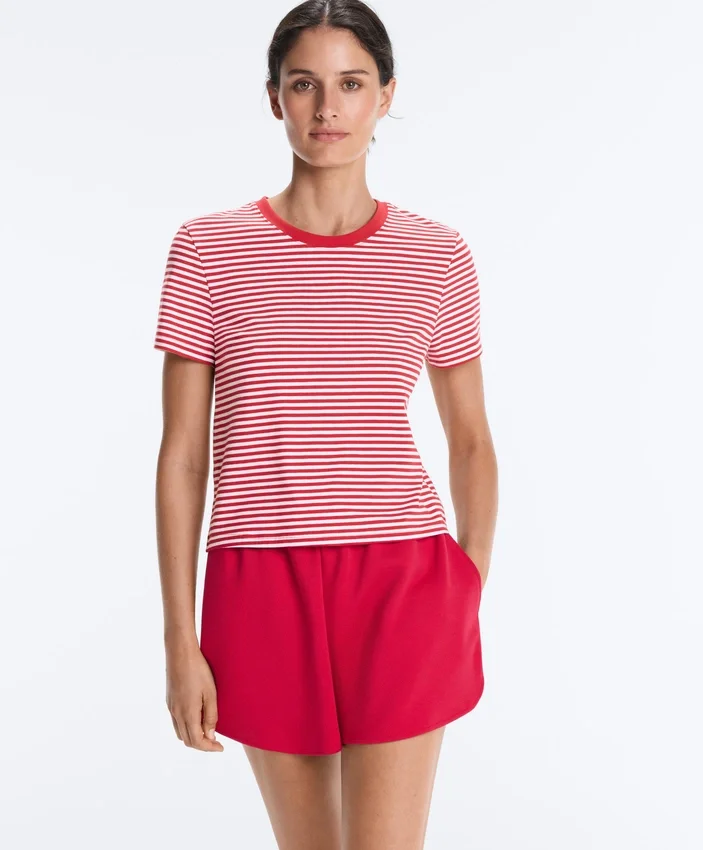 Regular Fit Striped Cotton Blend Short-Sleeved T-Shirt Regular Fit Striped Cotton Blend Short-Sleeved T-Shirt