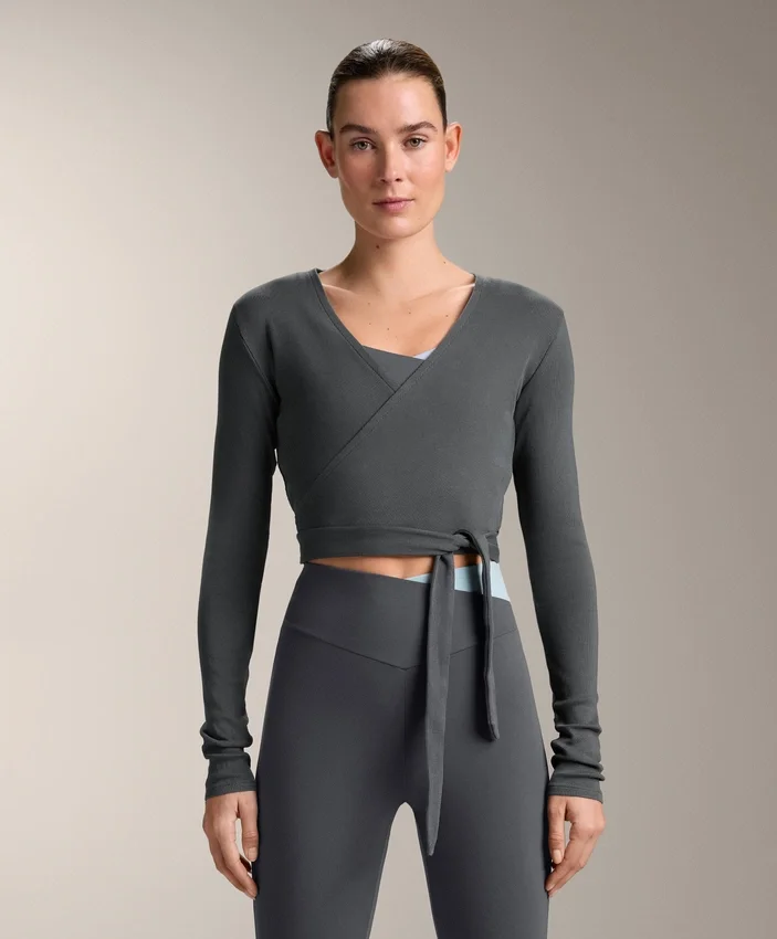 Rib Cotton Blend Wrap T-Shirt Rib Cotton Blend Wrap T-Shirt