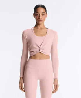 Rib Cotton Blend Wrap T-Shirt