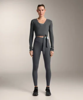Rib Cotton Blend Wrap T-Shirt