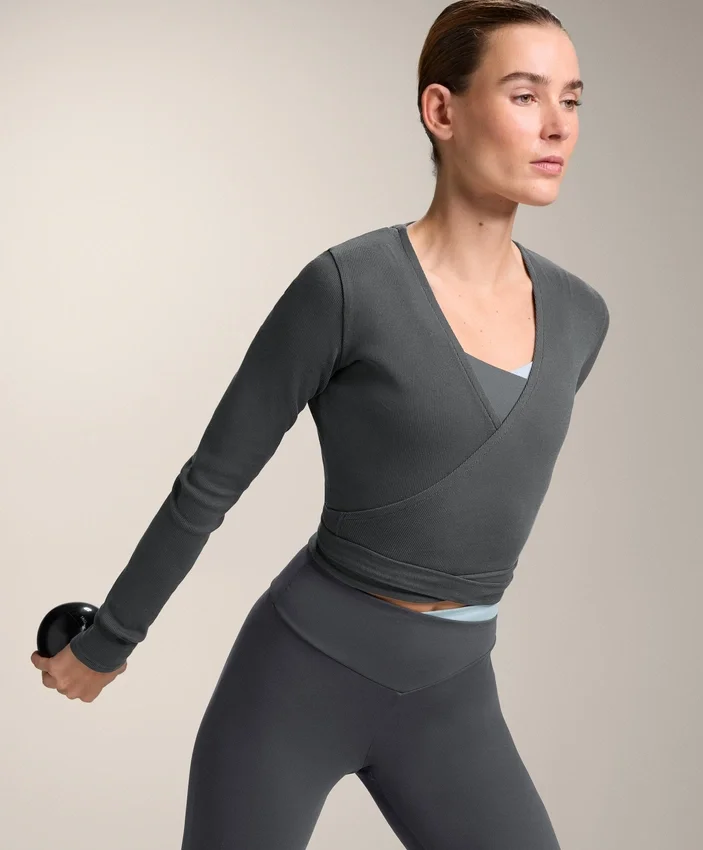 Rib Cotton Blend Wrap T-Shirt Rib Cotton Blend Wrap T-Shirt