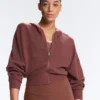 Rib-Knit Hooded Jacket