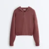 Rib-Knit Hooded Jacket