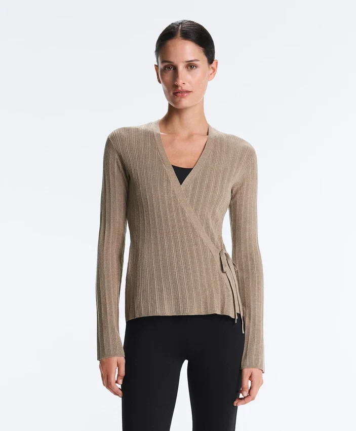 Rib Knit Jacket with Side Tie Fastening Rib Knit Jacket with Side Tie Fastening