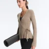 Rib Knit Jacket with Side Tie Fastening Rib Knit Jacket with Side Tie Fastening