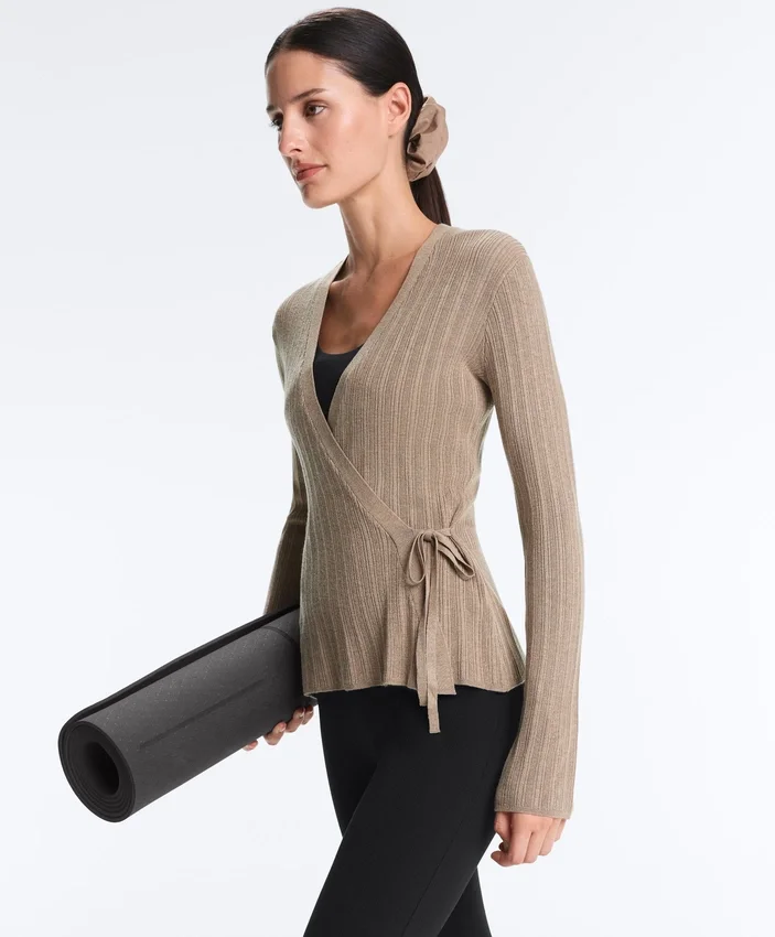 Rib Knit Jacket with Side Tie Fastening Rib Knit Jacket with Side Tie Fastening