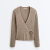 Rib Knit Jacket with Side Tie Fastening Rib Knit Jacket with Side Tie Fastening