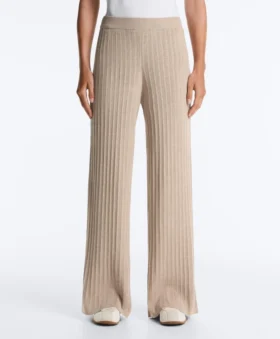Rib-Knit Straight-Leg Trousers