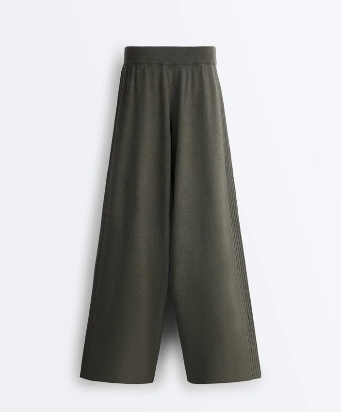 Rib Knit Straight-Leg Trousers Rib Knit Straight-Leg Trousers