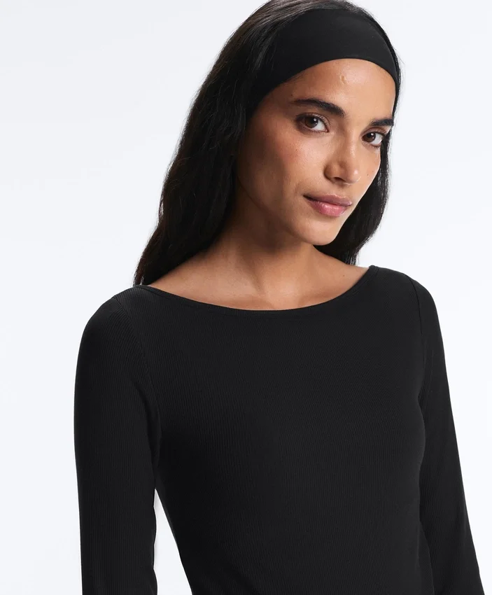 Rib Modal Blend Boat Neck T-Shirt Rib Modal Blend Boat Neck T-Shirt
