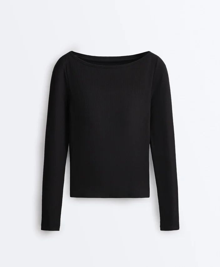 Rib Modal Blend Boat Neck T-Shirt Rib Modal Blend Boat Neck T-Shirt