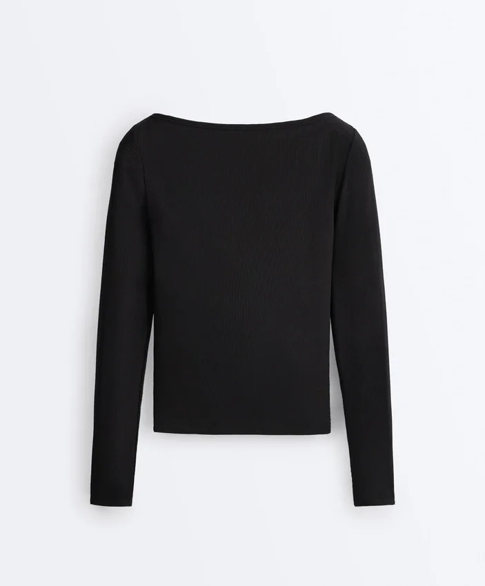 Rib Modal Blend Boat Neck T-Shirt Rib Modal Blend Boat Neck T-Shirt