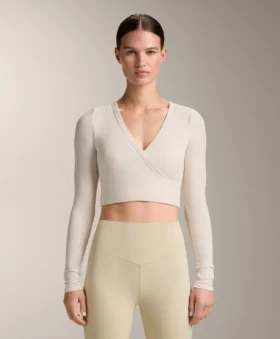 Rib Modal Blend Long Sleeve Crossover Tank Top