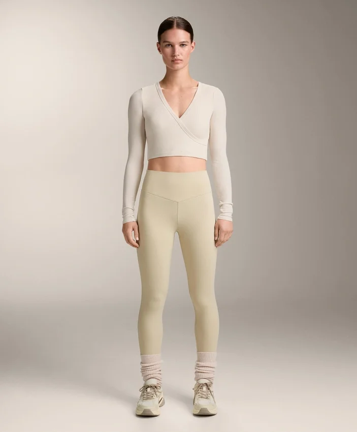 Rib Modal Blend Long Sleeve Crossover Tank Top Rib Modal Blend Long Sleeve Crossover Tank Top