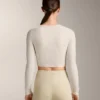 Rib Modal Blend Long Sleeve Crossover Tank Top Rib Modal Blend Long Sleeve Crossover Tank Top