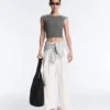 Rib Modal Blend Short Sleeve Tank Top with Curling Detail Rib Modal Blend Short Sleeve Tank Top with Curling Detail