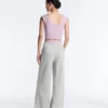 Rib Modal Blend Short Sleeve Tank Top with Curling Detail Rib Modal Blend Short Sleeve Tank Top with Curling Detail