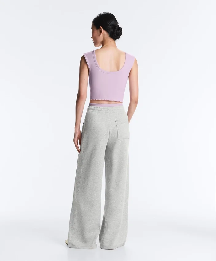 Rib Modal Blend Short Sleeve Tank Top with Curling Detail Rib Modal Blend Short Sleeve Tank Top with Curling Detail