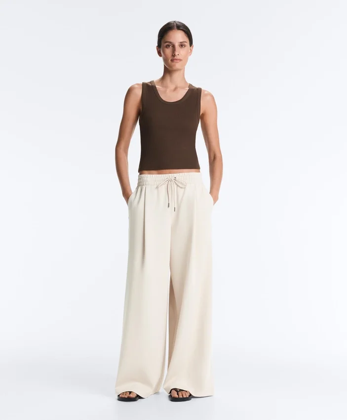 Rib T-Shirt with Wide Straps, Cotton and Modal Rib T-Shirt with Wide Straps, Cotton and Modal