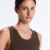 Rib T-Shirt with Wide Straps, Cotton and Modal Rib T-Shirt with Wide Straps, Cotton and Modal