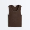 Rib T-Shirt with Wide Straps, Cotton and Modal Rib T-Shirt with Wide Straps, Cotton and Modal