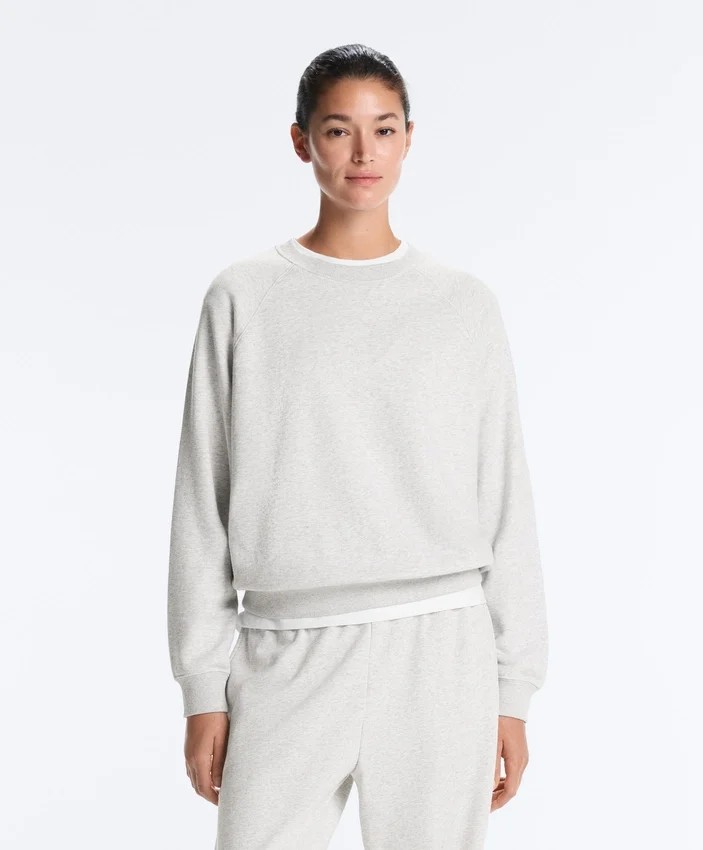 Round Neck Fleece Cotton Blend Marl Sweatshirt Round Neck Fleece Cotton Blend Marl Sweatshirt
