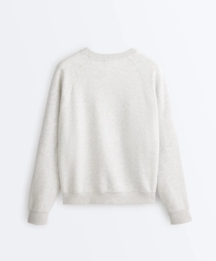 Round Neck Fleece Cotton Blend Marl Sweatshirt Round Neck Fleece Cotton Blend Marl Sweatshirt