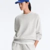 Round Neck Fleece Cotton Blend Marl Sweatshirt Round Neck Fleece Cotton Blend Marl Sweatshirt