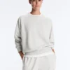 Round Neck Fleece Cotton Blend Marl Sweatshirt Round Neck Fleece Cotton Blend Marl Sweatshirt