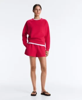 Round Neck Sweatshirt with Piqué Cotton