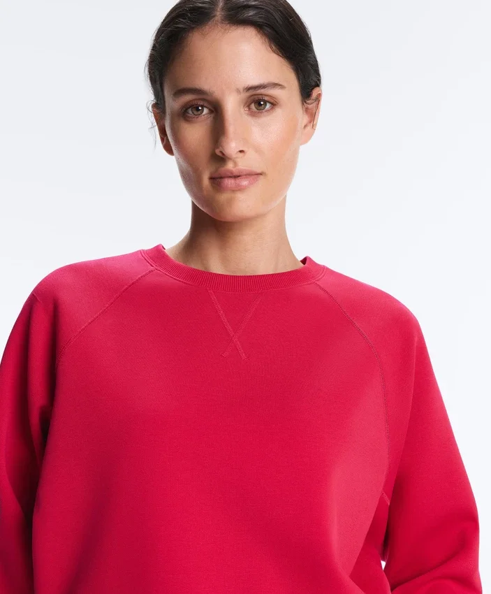 Round Neck Sweatshirt with Piqué Cotton Round Neck Sweatshirt with Piqué Cotton
