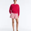 Round Neck Sweatshirt with Piqué Cotton Round Neck Sweatshirt with Piqué Cotton