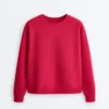 Round Neck Sweatshirt with Piqué Cotton Round Neck Sweatshirt with Piqué Cotton
