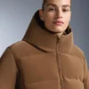 Satin Padded Jacket 80% Down and 20% Feather Minardi Piume Ski Water-Resistant
