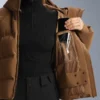 Satin Padded Jacket 80% Down and 20% Feather Minardi Piume Ski Water-Resistant