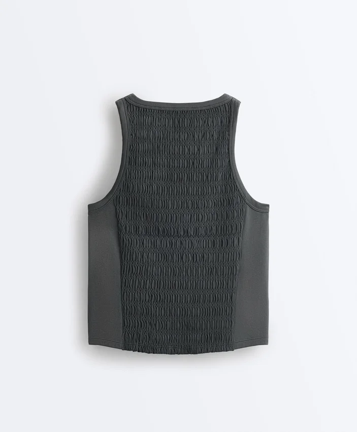 Seamless Sleeveless Smocked T-Shirt Seamless Sleeveless Smocked T-Shirt
