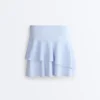Short High Rise Skirt with Striped Ruffles Short High Rise Skirt with Striped Ruffles